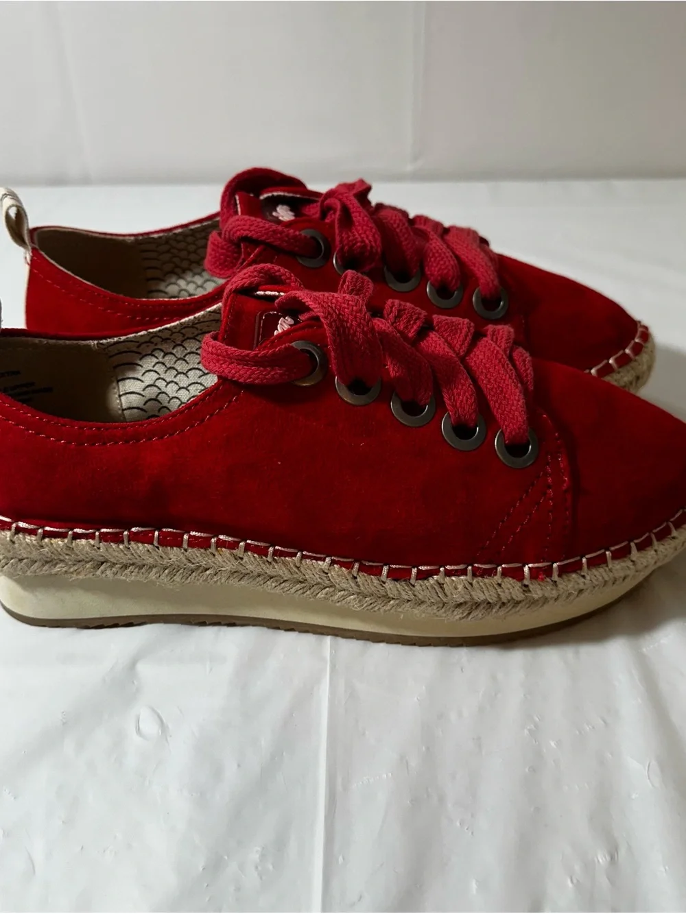 Sugar‎ Red Suede Espadrille Lace-Up Sneakers Size 7.5